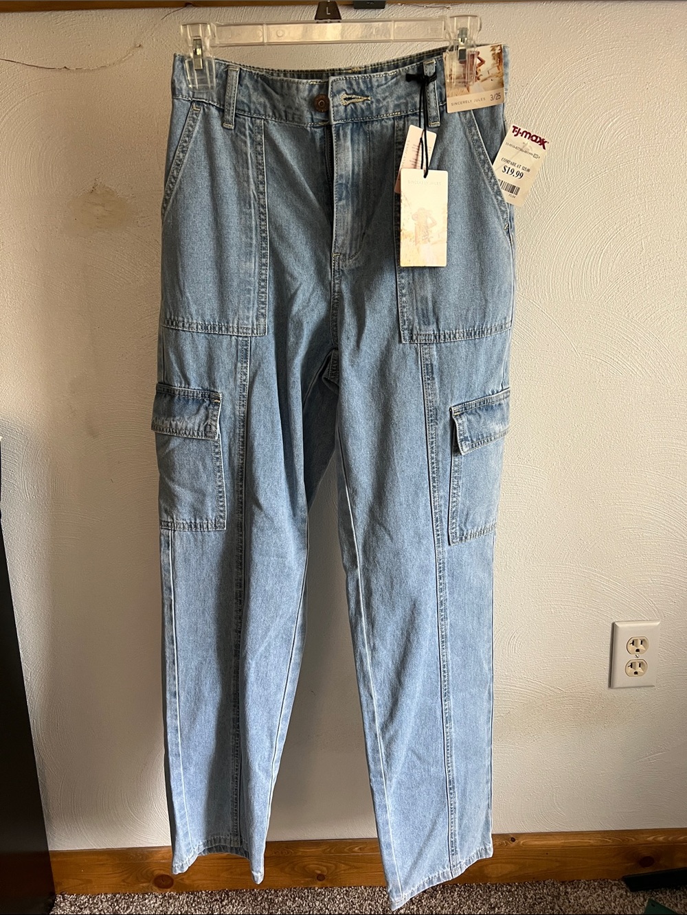 Sincerely Jules Light Blue Relaxed Cargo Denim Jeans for Men